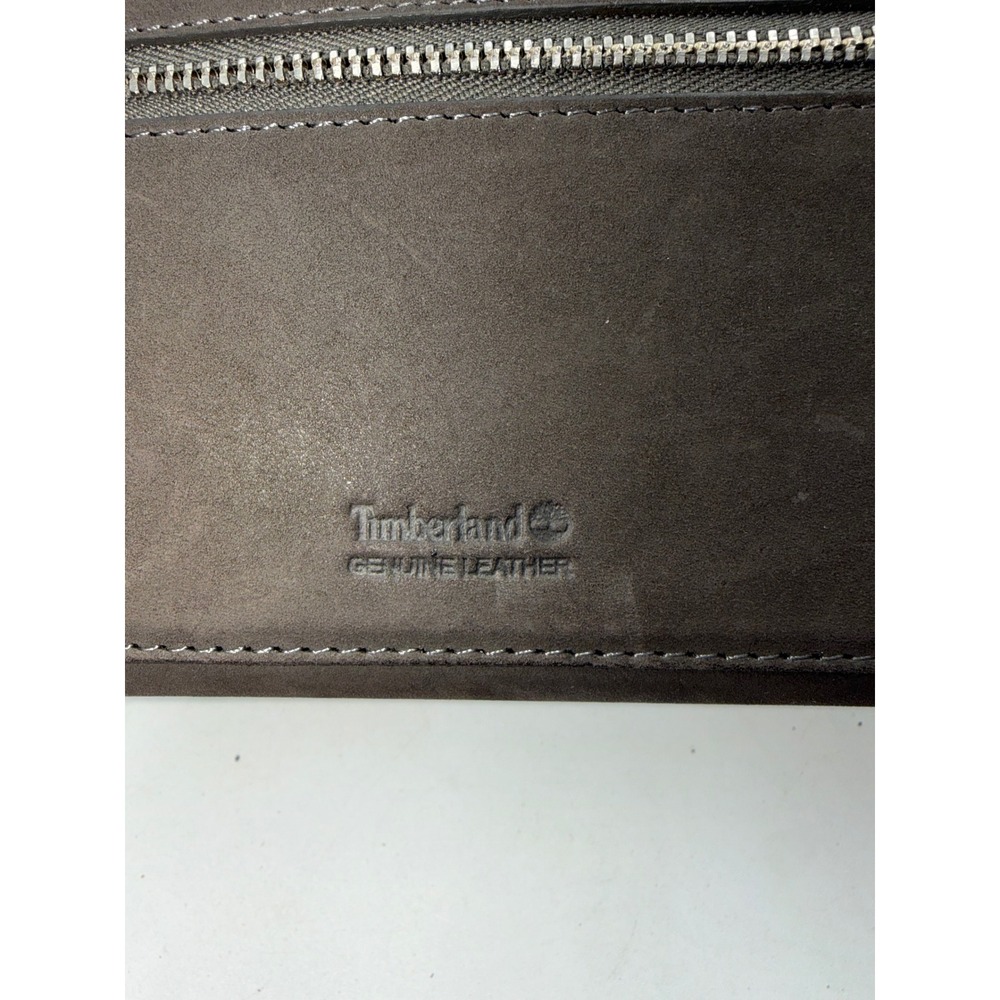Timberland Womens Genuine Leather Trifold Clutch Wallet Gray Tree Logo Emblem - Picture 4 of 10